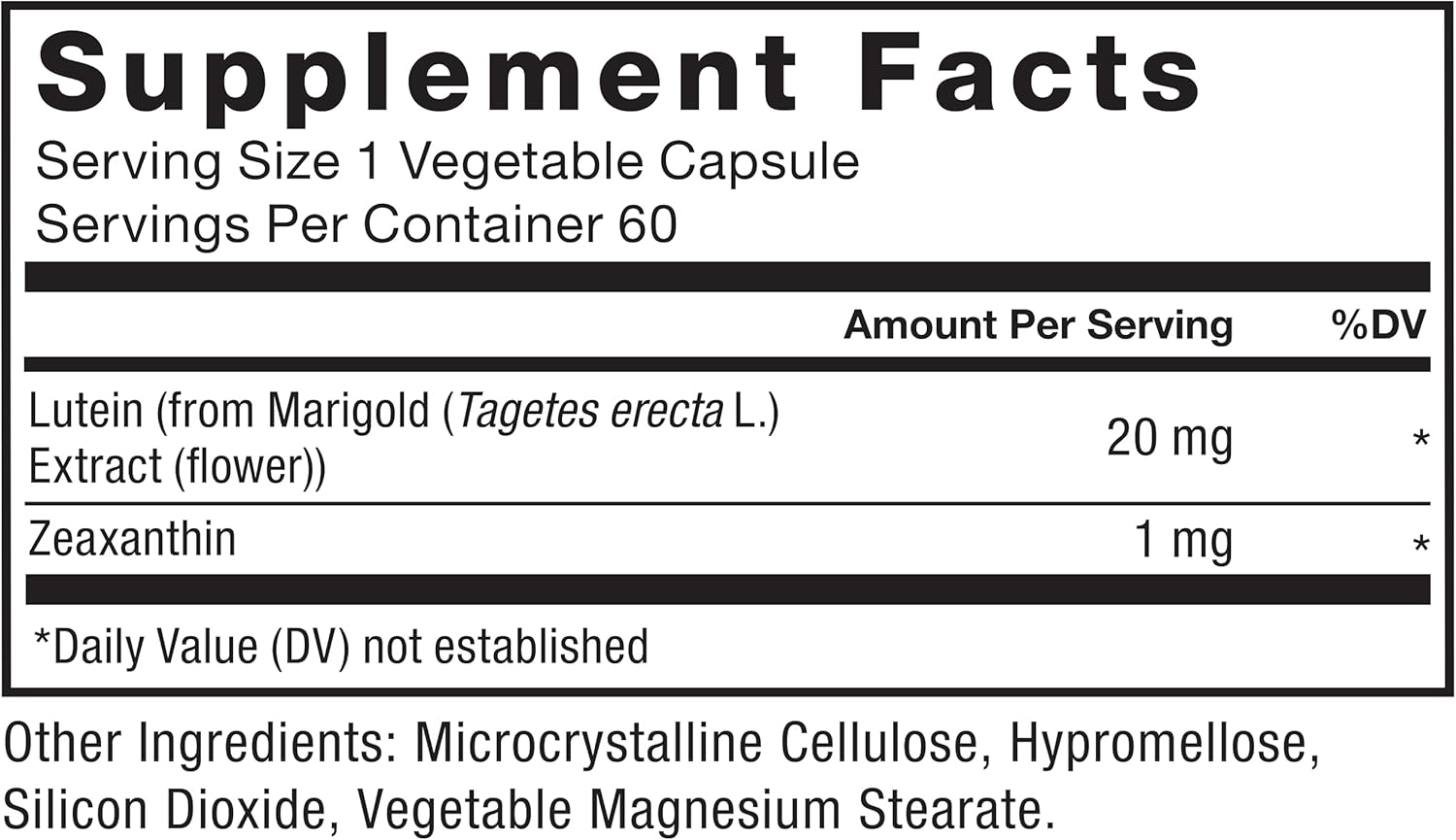 Lutein and Zeaxanthin Eye Health Supplements, 20mg Lutein, Science-Backed Ingredients, Vegan, Gelatin Free, 60 Capsules