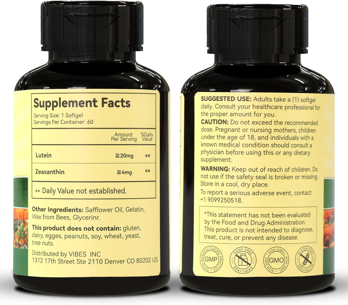 Lutein and Zeaxanthin Eye Supplements 20mg - Vegan Softgels for Vision Health and Eyestrain Relief