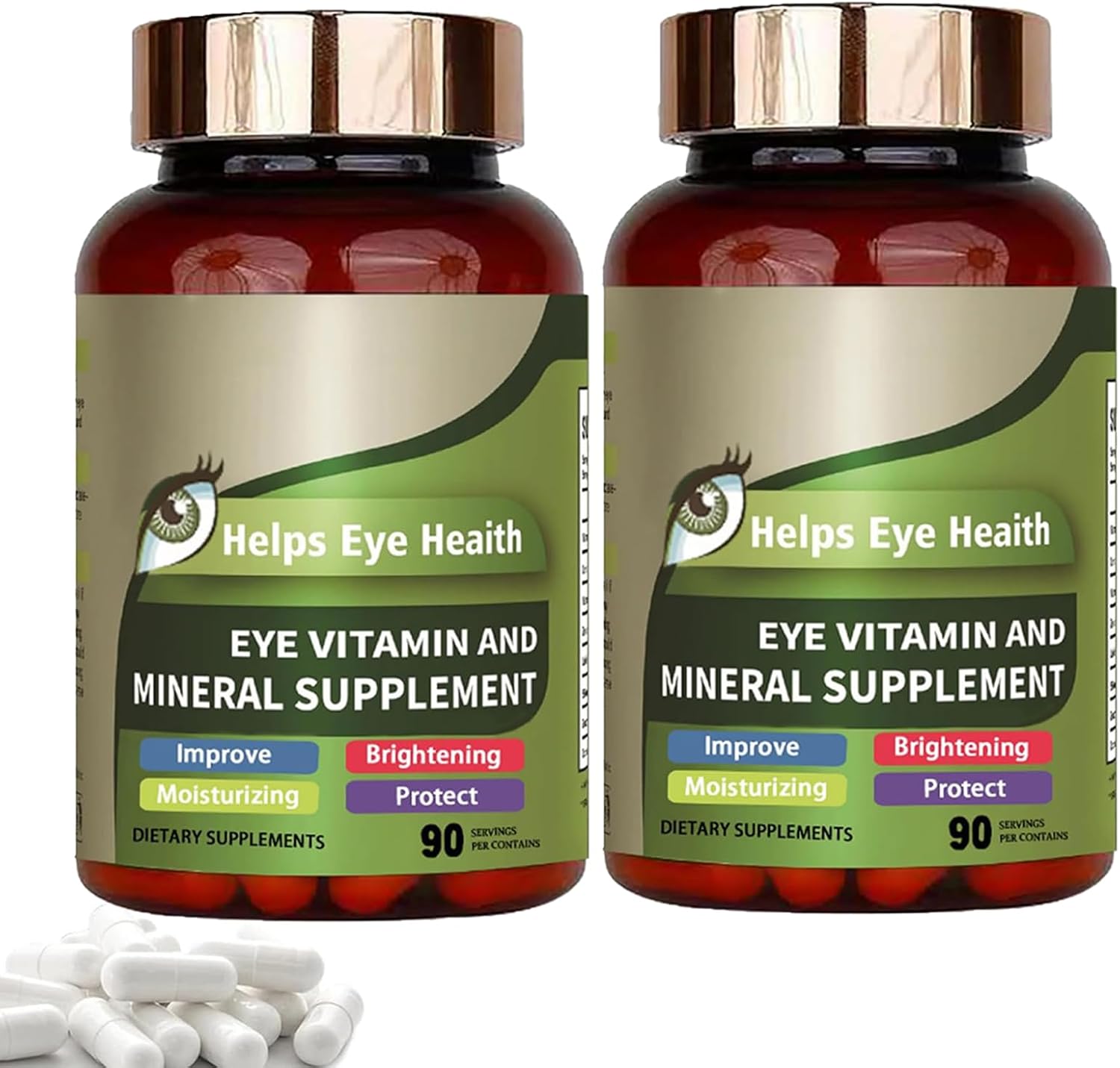 Lutein and Zeaxanthin Eye Vitamins with Vitamins C & E - 180 Mg, 90 Capsules (2PCS) for Eye Health Support