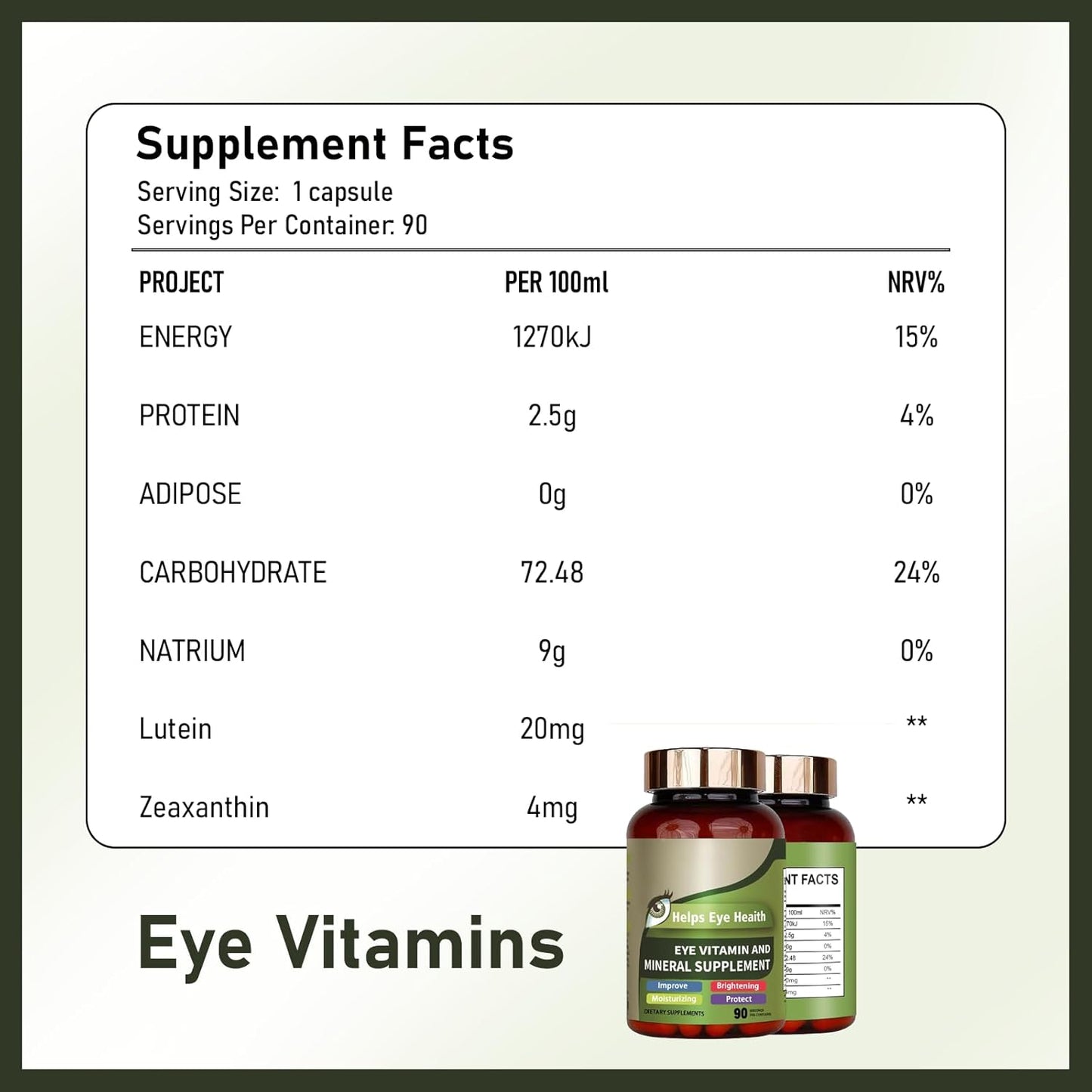 Lutein and Zeaxanthin Eye Vitamins with Vitamins C & E - 180 Mg, 90 Capsules (2PCS) for Eye Health Support