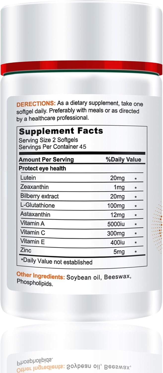 Lutein Capsules for Eye Health - Resists Blue & Violet Light, Supports Retina & Macular Area - 30 Capsules