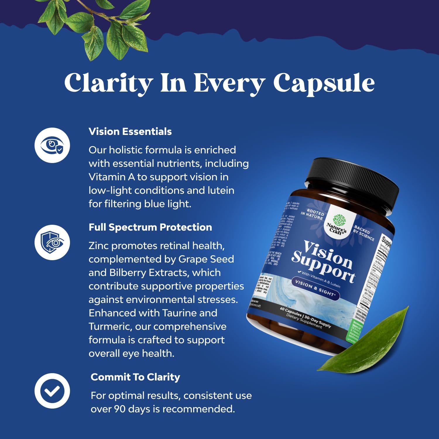 Lutein Eye Health Supplement for Adults - Vision Support with Beta Carotene - Dry Eyes Relief - Blue Light Protection - 20mg Lutein per Serving