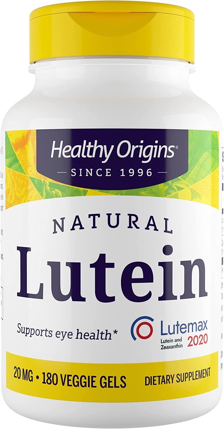 Lutein (Lutemax 2020) 20mg Supplement for Healthy Vision & Eye Health - 180 Vegan Gels with Zeaxanthin - Non-GMO & Gluten-Free Formula