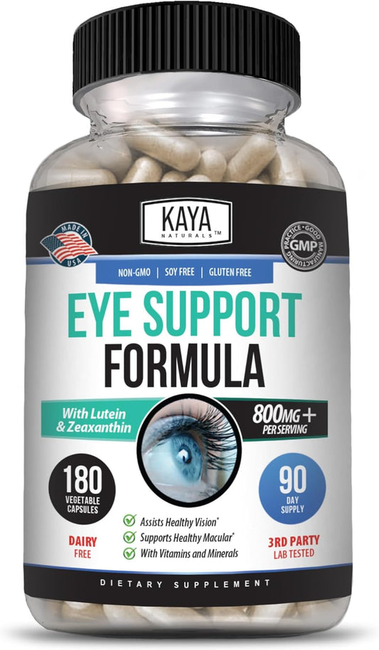 Lutein & Zeaxanthin Eye Health Supplement - Supports Vision, Eye Strain, Dry Eyes - 800mg Vitamin - 180 Capsules