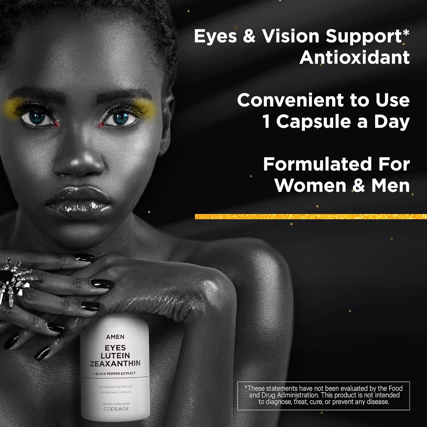 Lutein Zeaxanthin Eye Vitamin Supplement - Marigold Extract, Red Beet Root, Black Pepper - 3 Months Supply - Non-GMO - 90 Capsules