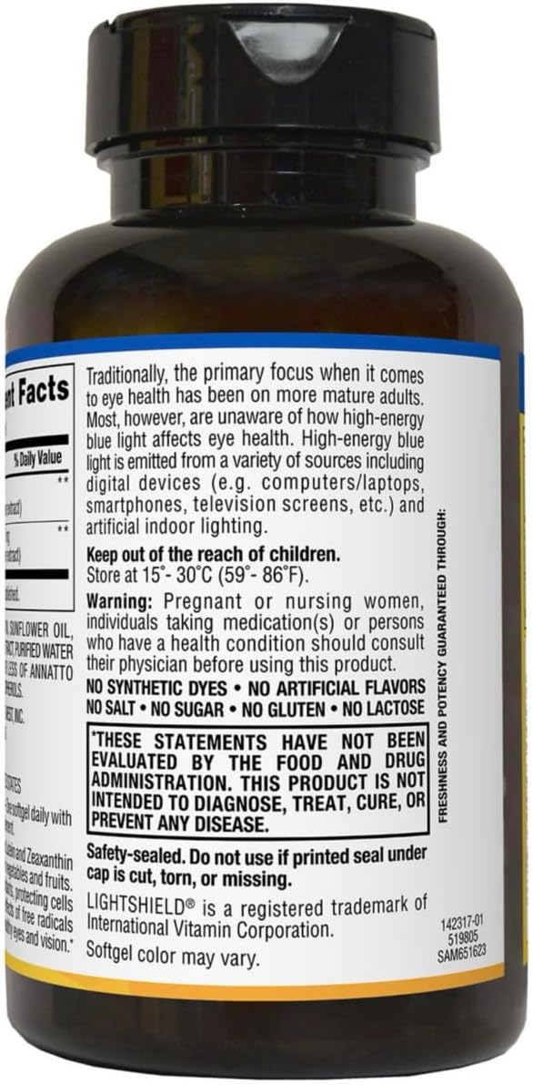 Lutein & Zeaxanthin Softgels for Eye Health - 25mg Lutein, 5mg Zeaxanthin, 150 Count - Vision Support & Blue Light Protection