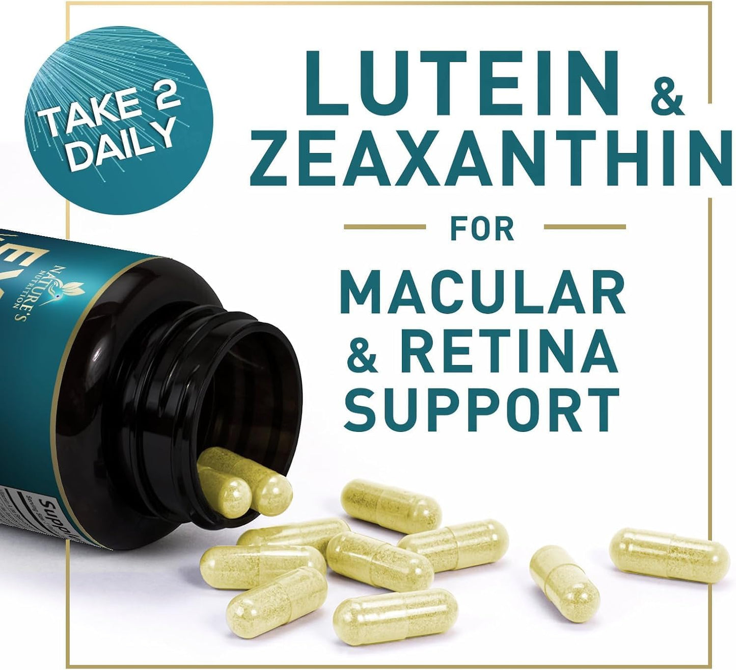 Lutein, Zinc, Vitamins C & E Eye Supplement for Adults - Supports Vision, Macular Health, and Dry Eyes - 120 Capsules