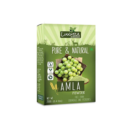 Luxura Sciences Organic Amla Powder for Hair Growth and Clear Skin - 7.05 Oz/200g - Natural Powder for Hair and Face Mask - Adds Volume, Shine, and Helps Reduce Acne