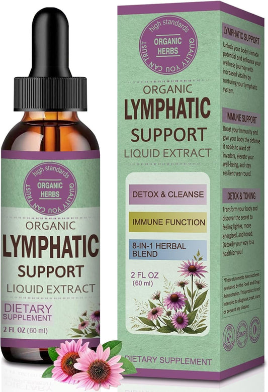 Lymphatic Drainage Drops for Detox Cleanse & Lymphedema Support with Echinacea, Burdock, Calendula - 2oz