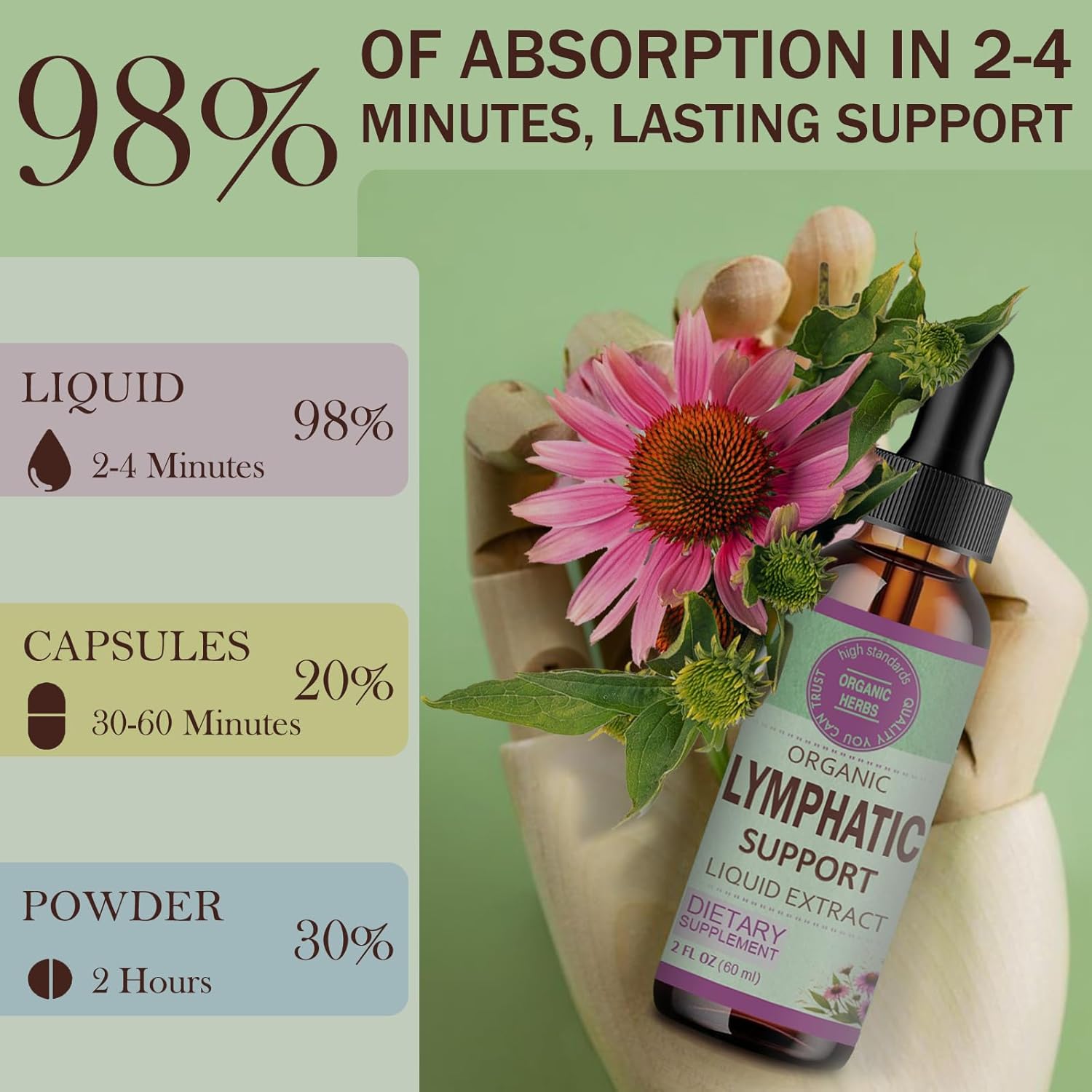 Lymphatic Drainage Drops for Detox Cleanse & Lymphedema Support with Echinacea, Burdock, Calendula - 2oz