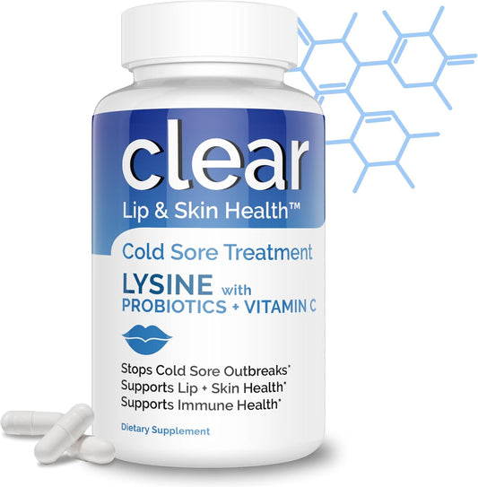 Lysine Probiotic Cold Sore Treatment for Lips with Vitamin C - Immune Support for Clear Skin and Lip Health