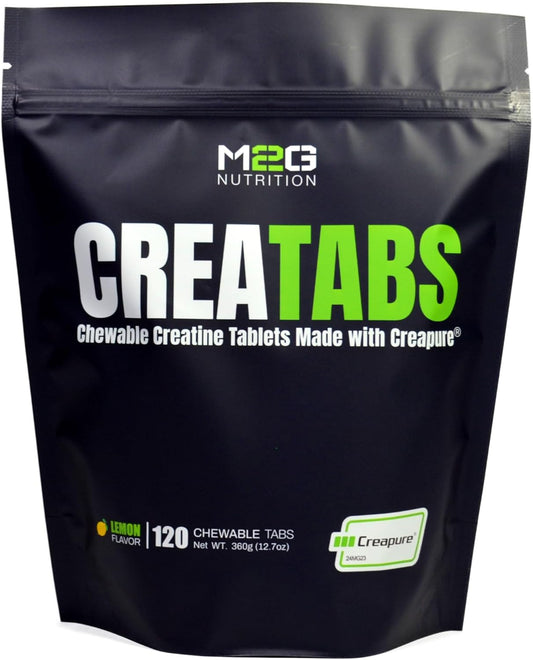 M2G Nutrition Creapure Creatine Chewable Tabs - 120 Natural Lemon Flavor Tabs
