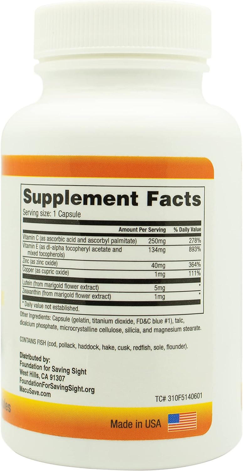 MacuSave-S Eye Vitamins and Minerals with AREDS-2 Formula for Eye Health