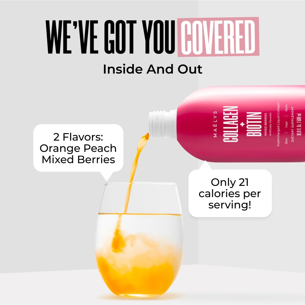MAELYS MAËLYS Super Charged Liquid Collagen with Biotin for Hair, Skin, Nails - Hydrolyzed Peptides Supplement