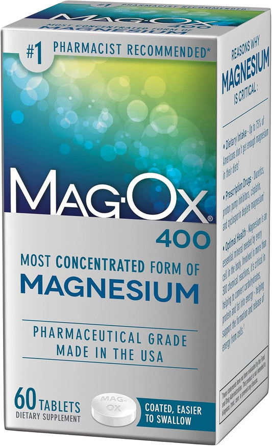 Mag-Ox 400 Magnesium Oxide Supplement Tablets, 483mg, 60 Count Bottle