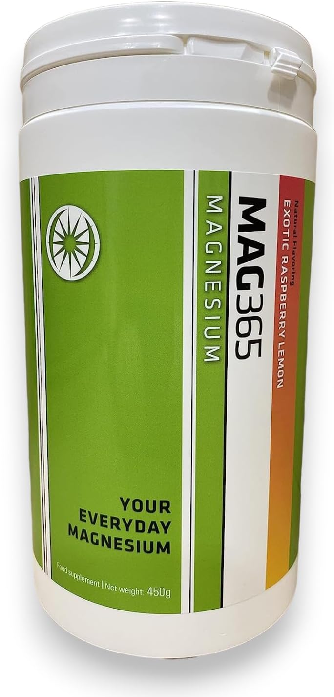MAG365 Ionic Magnesium Citrate for Healthy Metabolism, Bone Development, Teeth, and Muscle Function - Raspberry Lemon Flavor, 450g