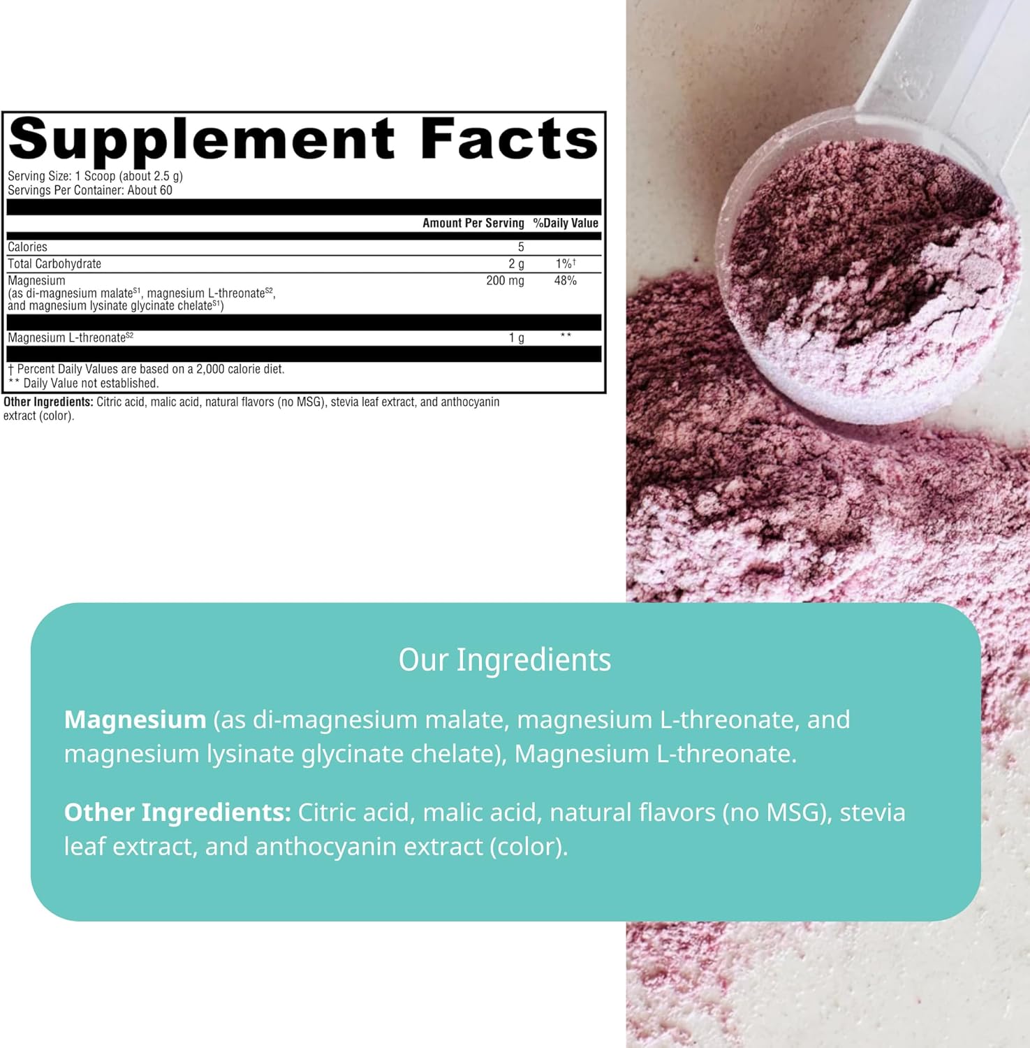 Magdalena's Wellena Brainy Mag: Magnesium L-Threonate Supplement, Mixed Berry Flavor - 60 Servings