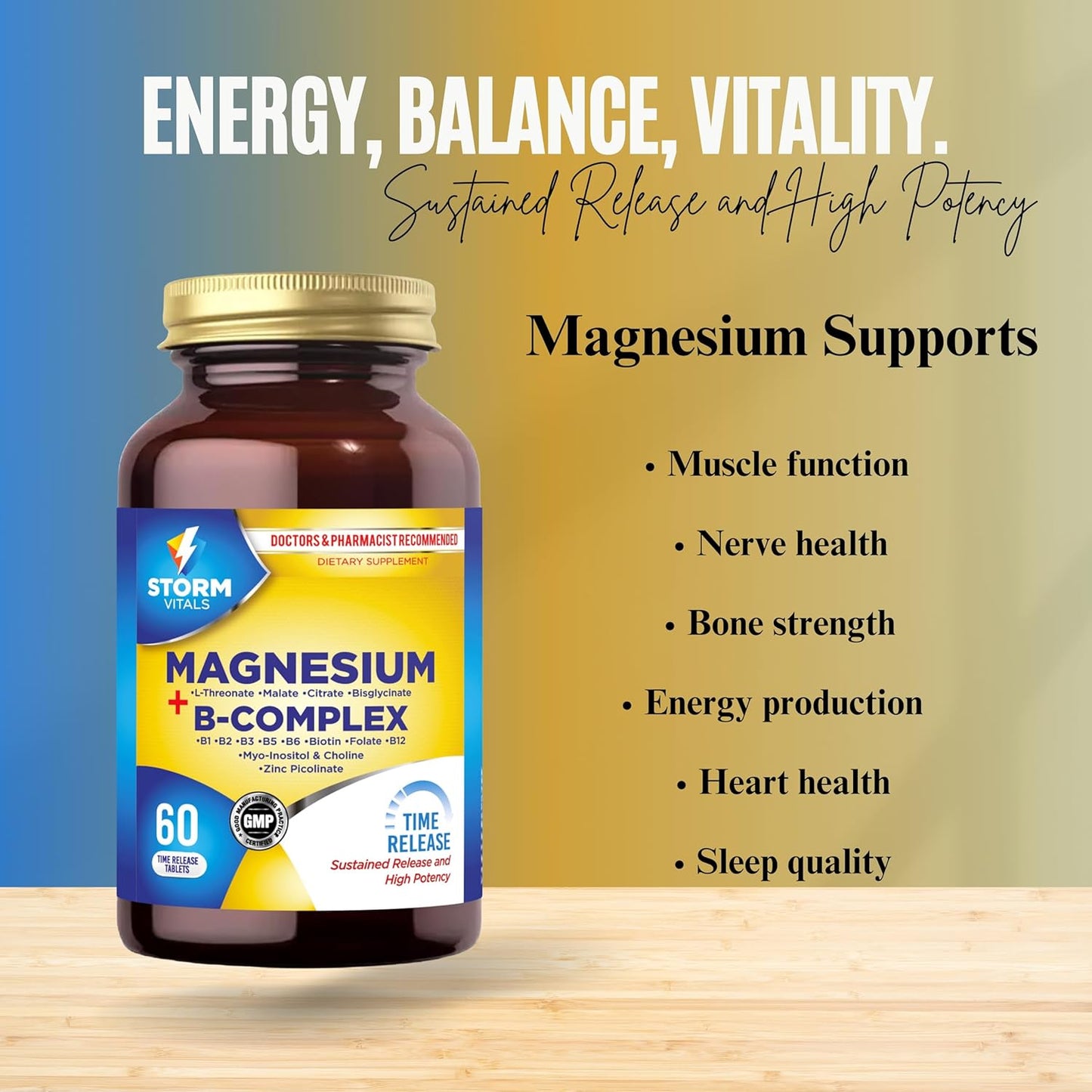Magnesium B-Complex with Zinc Picolinate and Biotin | 60 Tablets - 1 Month Supply