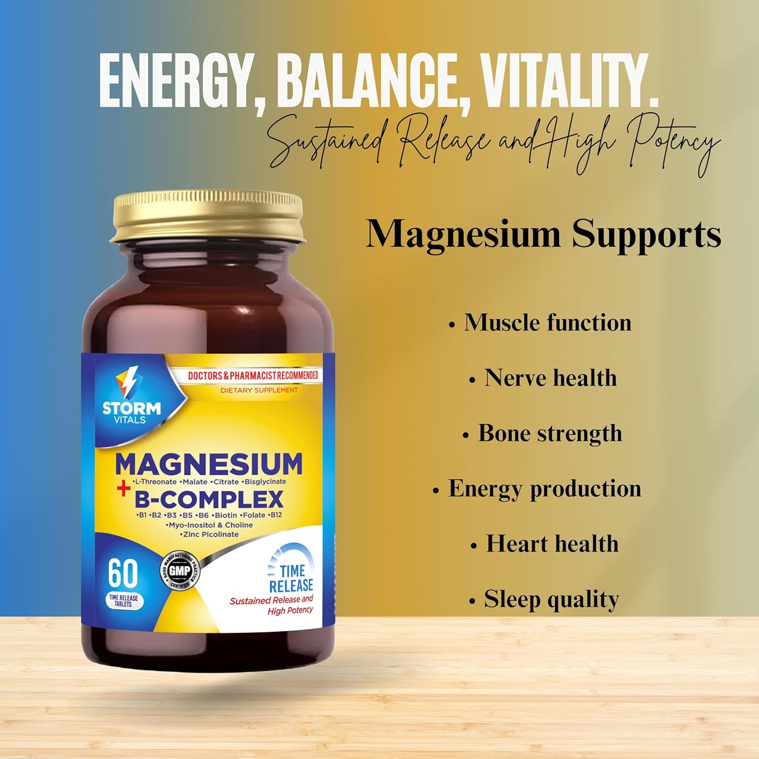 Magnesium B-Complex with Zinc Picolinate and Biotin | 60 Tablets - 1 Month Supply