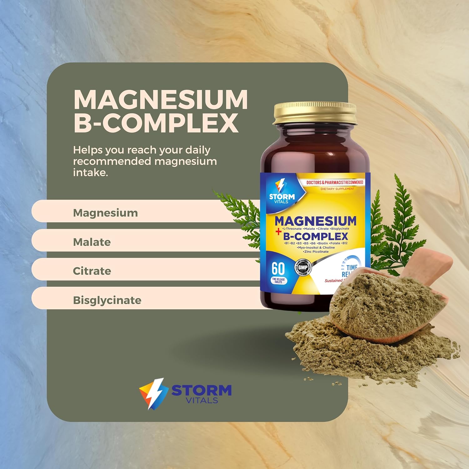 Magnesium B-Complex with Zinc Picolinate and Biotin | 60 Tablets - 1 Month Supply