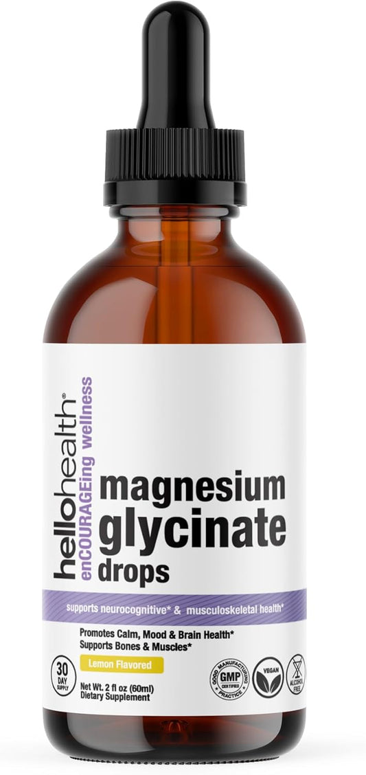 Magnesium Bisglycinate Liquid Supplement for Natural Calm & Joint Support - Lemon Flavor - 100 mg - Women, Men, Kids - Muscle Recovery - 30 Days