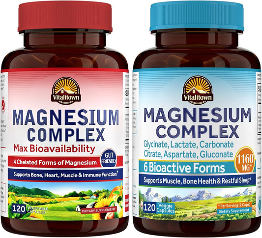 Magnesium Bundle: 4-in-1 & 6-in-1 Complex for Bone & Muscle Health - 120 Capsules