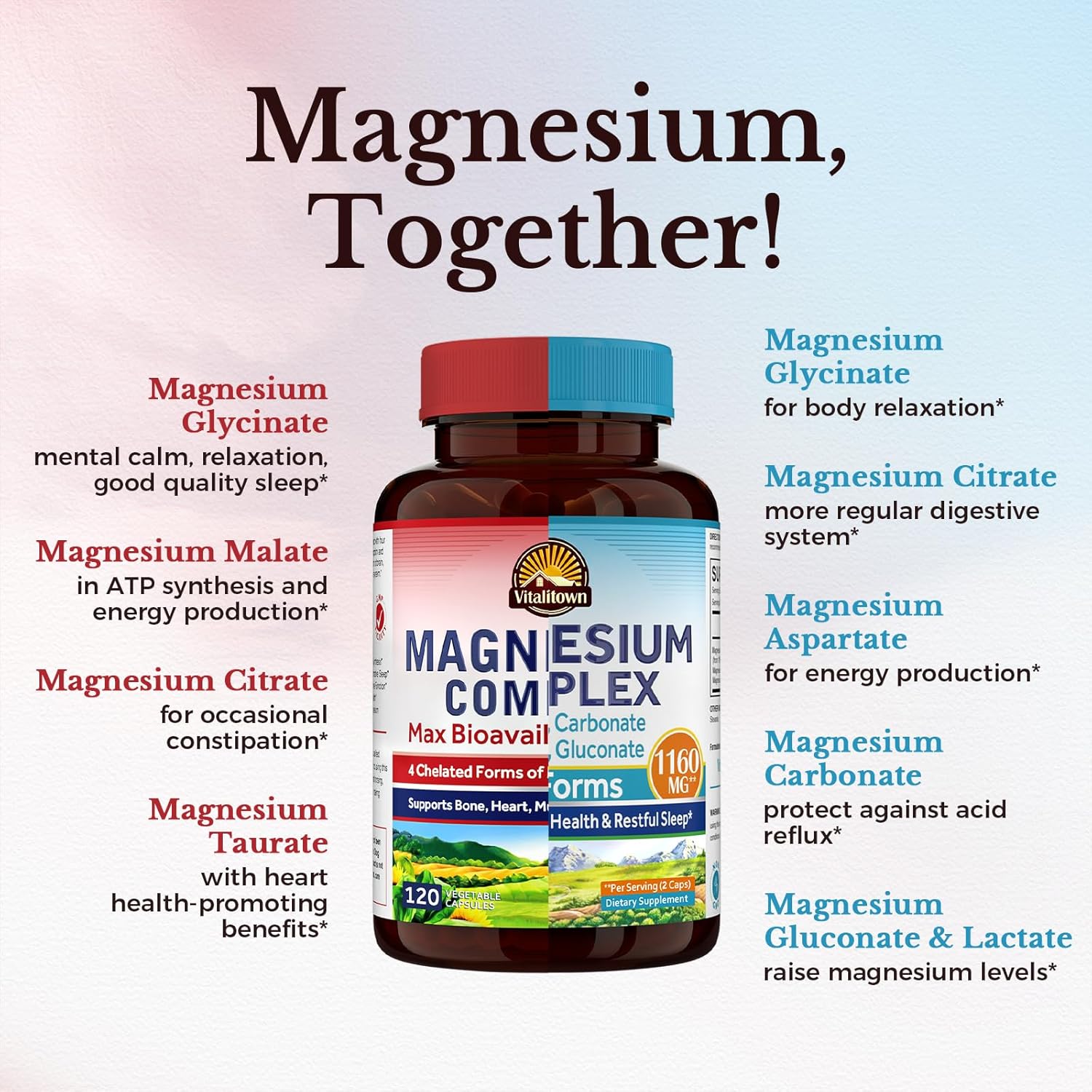 Magnesium Bundle: 4-in-1 & 6-in-1 Complex for Bone & Muscle Health - 120 Capsules