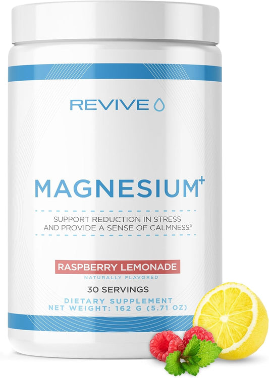 Magnesium Carbonate & Taurate Powder Drink for Healthy Bones, Muscles, & Nerves - Vegan, Gluten-Free, Soy-Free - Raspberry Lemonade Flavor - 30 Servings