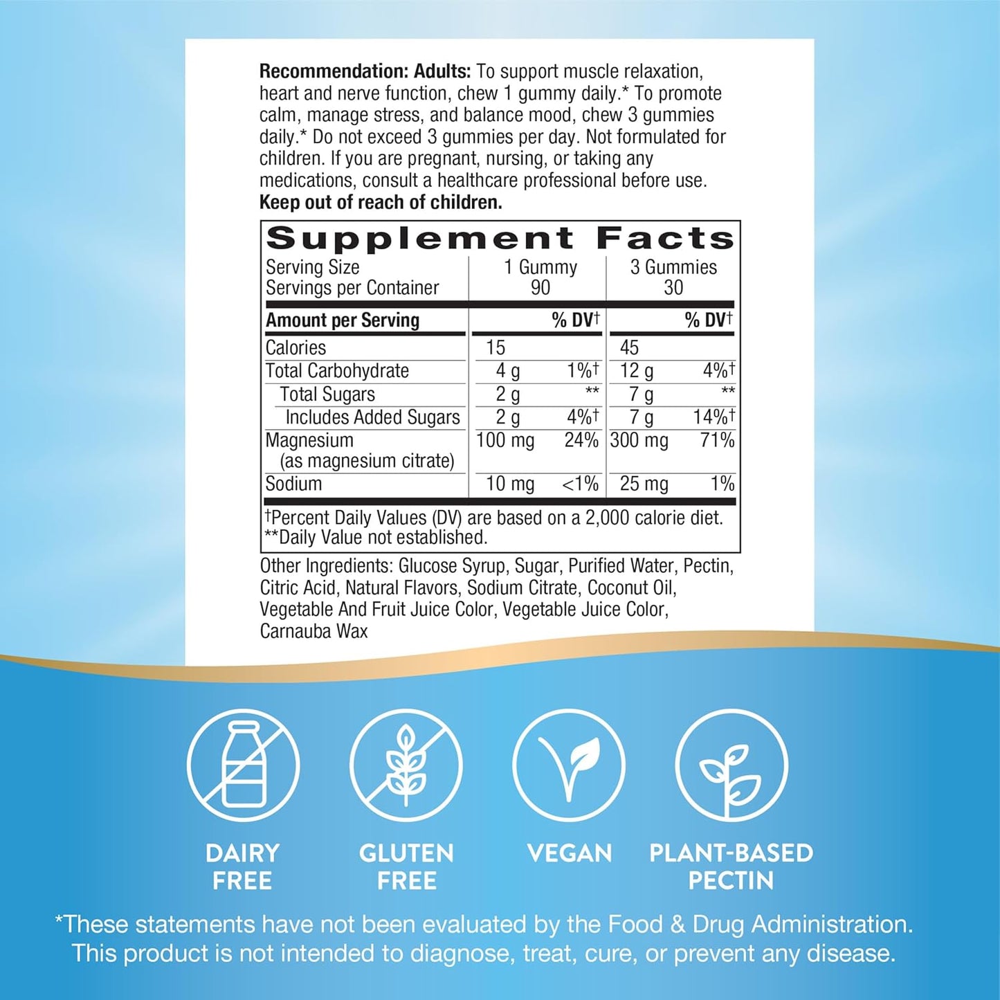 Magnesium Citrate Gummies for Calmness, Raspberry and Blackberry Flavor, 90 Gummies by Nature's Way