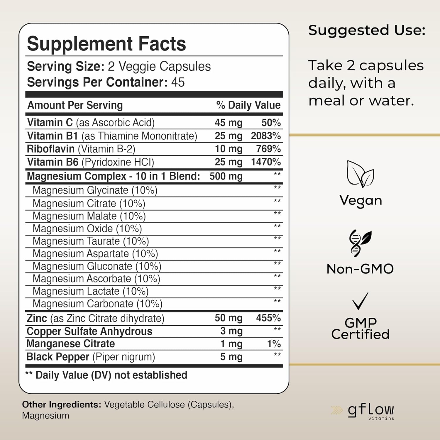 Magnesium Complex with Glycinate, L-Threonate, and B Vitamins for Enhanced Absorption and Wellness