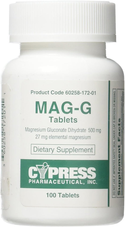 Magnesium Gluconate Dietary Supplement Tablets - 100 Tablets Bottle