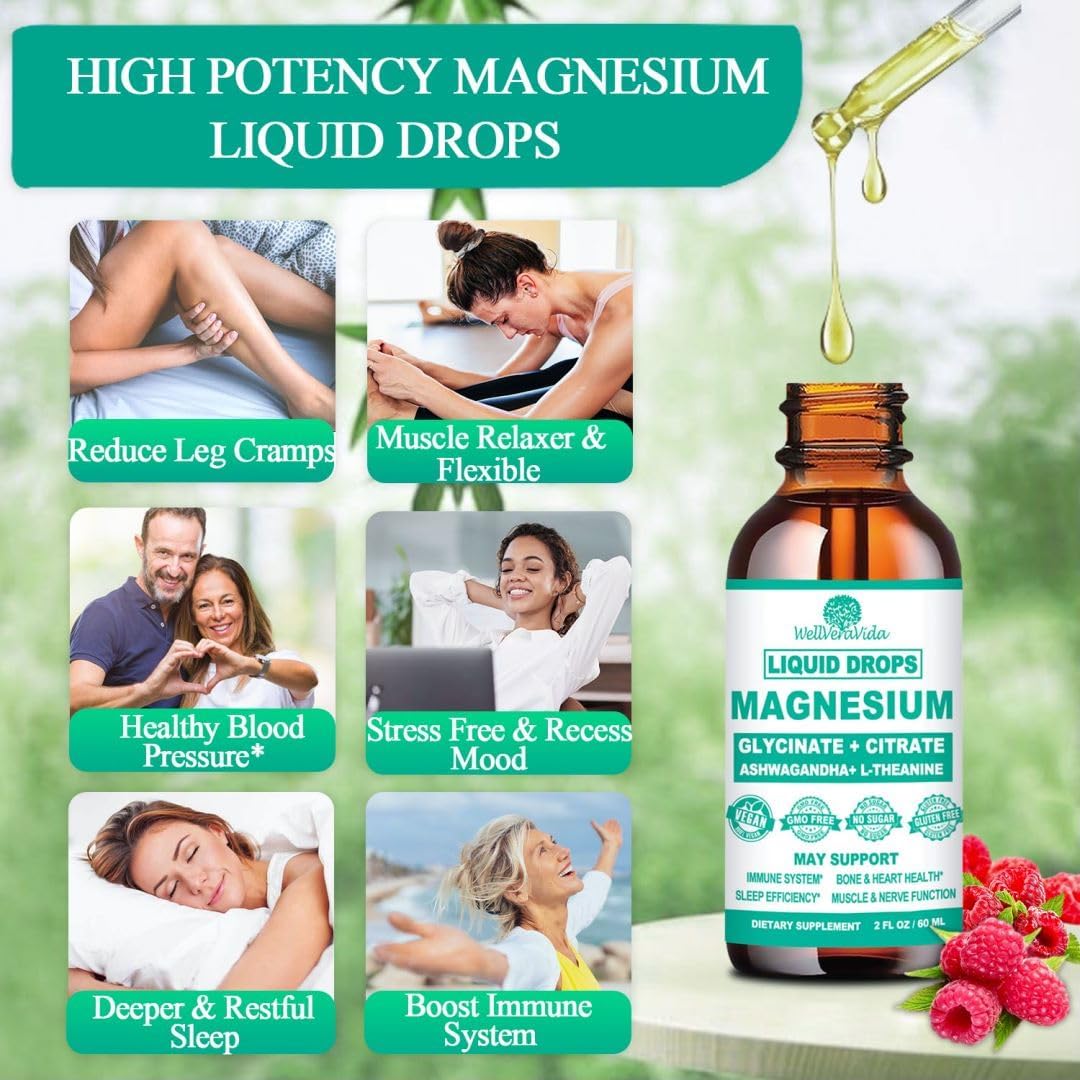 Magnesium Glycinate Complex Supplement with Vitamin D3, K2, B6, Ashwagandha, and L-Theanine for Immune, Sleep, Mood, and Nerve Health