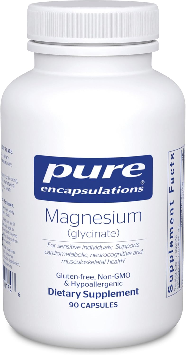 Magnesium Glycinate Supplement for Stress Relief, Sleep, Heart Health, Nerves, Muscles, and Metabolism - 90 Capsules