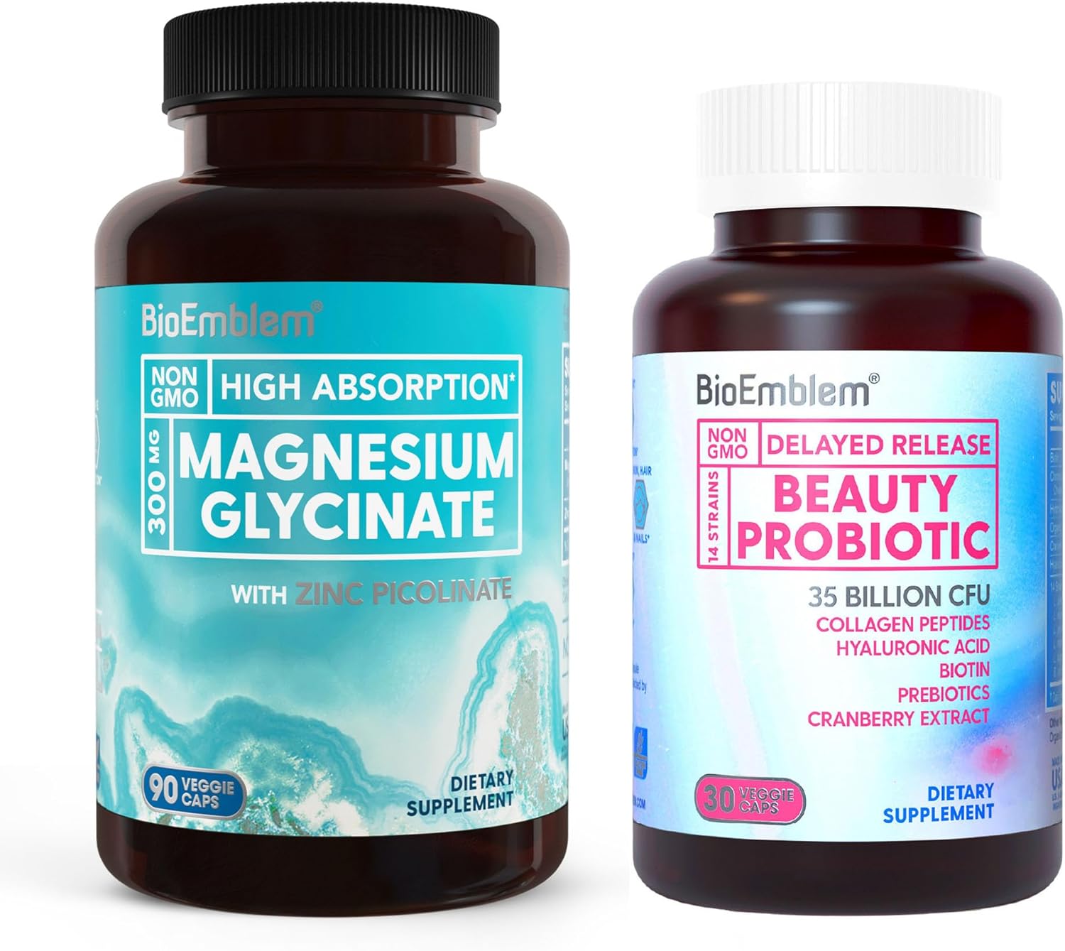 Magnesium Glycinate Supplement with Zinc and Probiotics for Beauty
