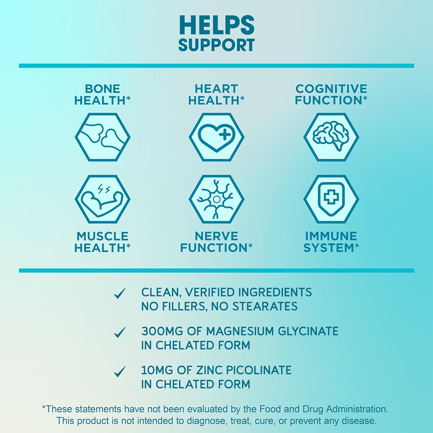 Magnesium Glycinate Supplement with Zinc and Probiotics for Beauty