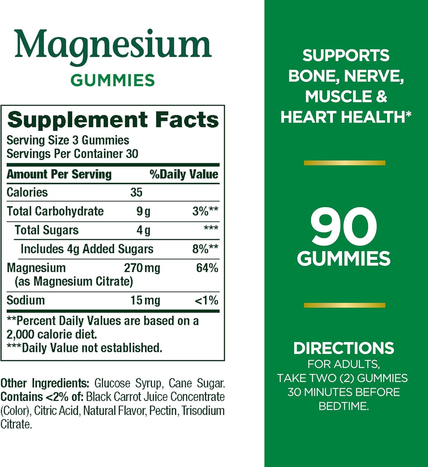 Magnesium Gummies 270mg for Bone, Nerve, Muscle & Heart Health - 90 Gummies