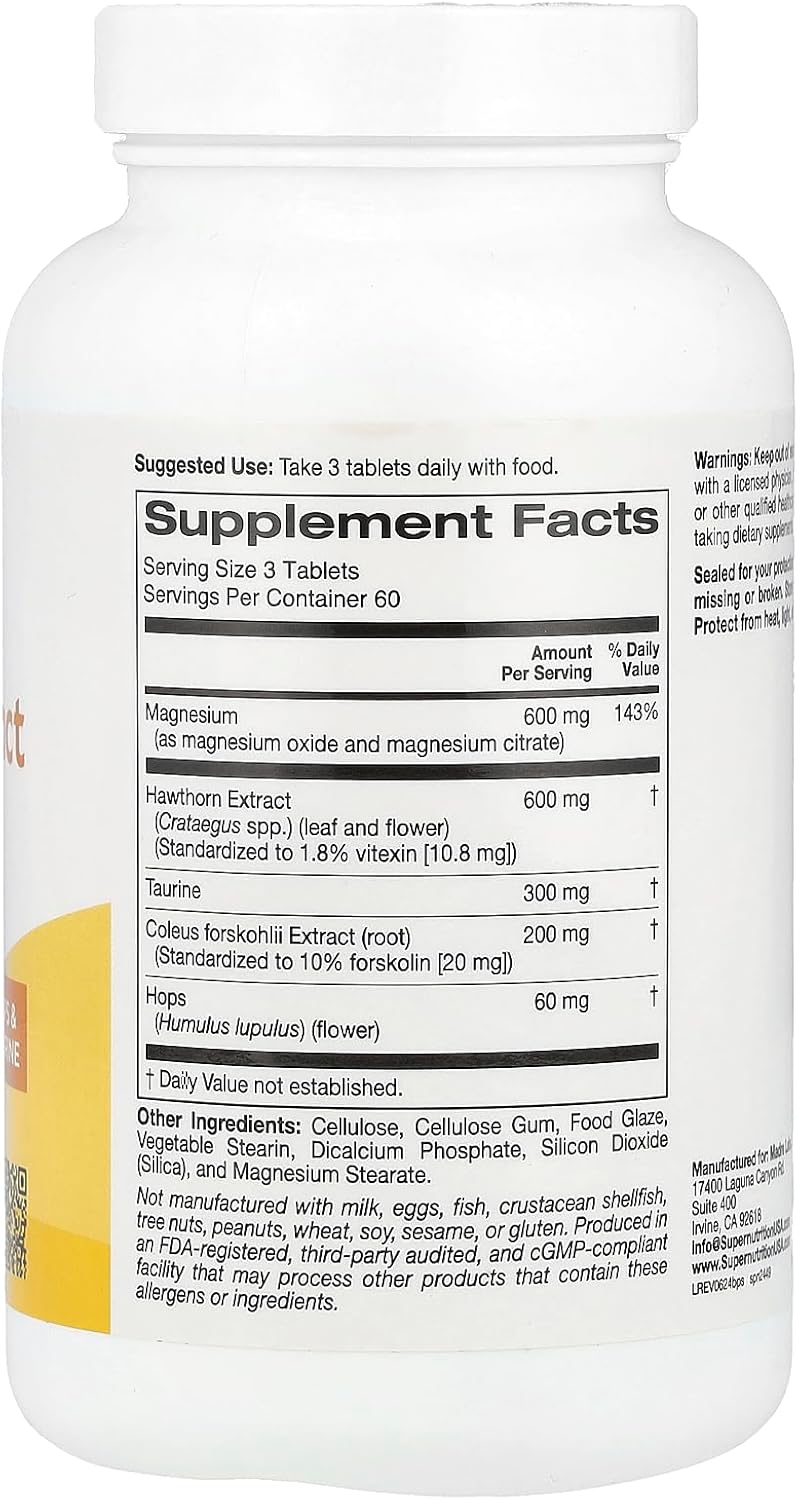 Magnesium & Hawthorn Extract Complex - 180 Tablets by SuperNutrition