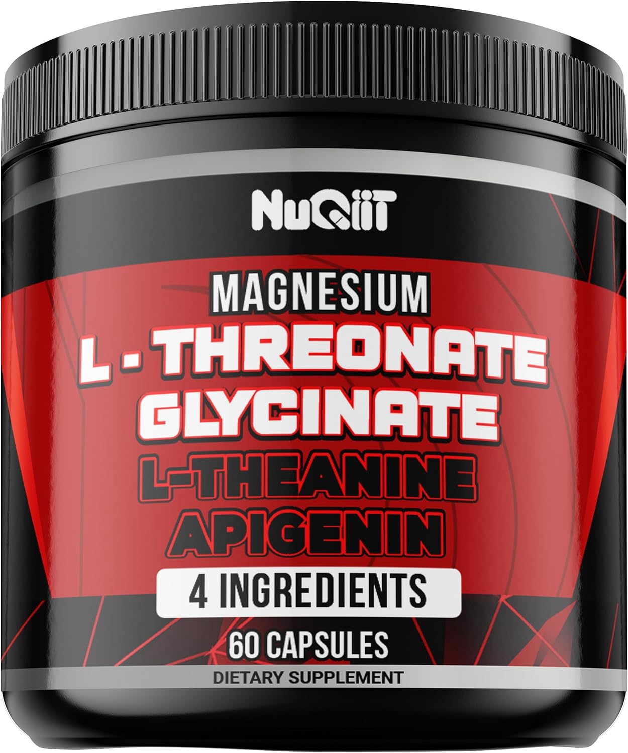 Magnesium L-Threonate Capsules with Glycinate, L-Theanine, and Apigenin - Supports Mood, Immune System, Brain Health, Focus - 60 Capsules