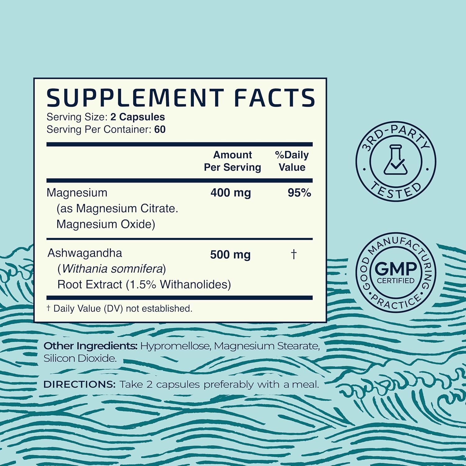Magnesium Lotion & Ashwagandha Supplement Combo for Full Body Support - Topical Magnesium & Complex Pills for Mind & Body - 2 Month Supply