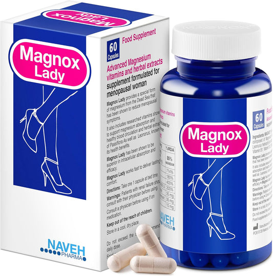 Magnesium Menopause and PMS Support Supplement for Women - High-Absorption Magnesium Complex with Vitamins - 60 Capsules