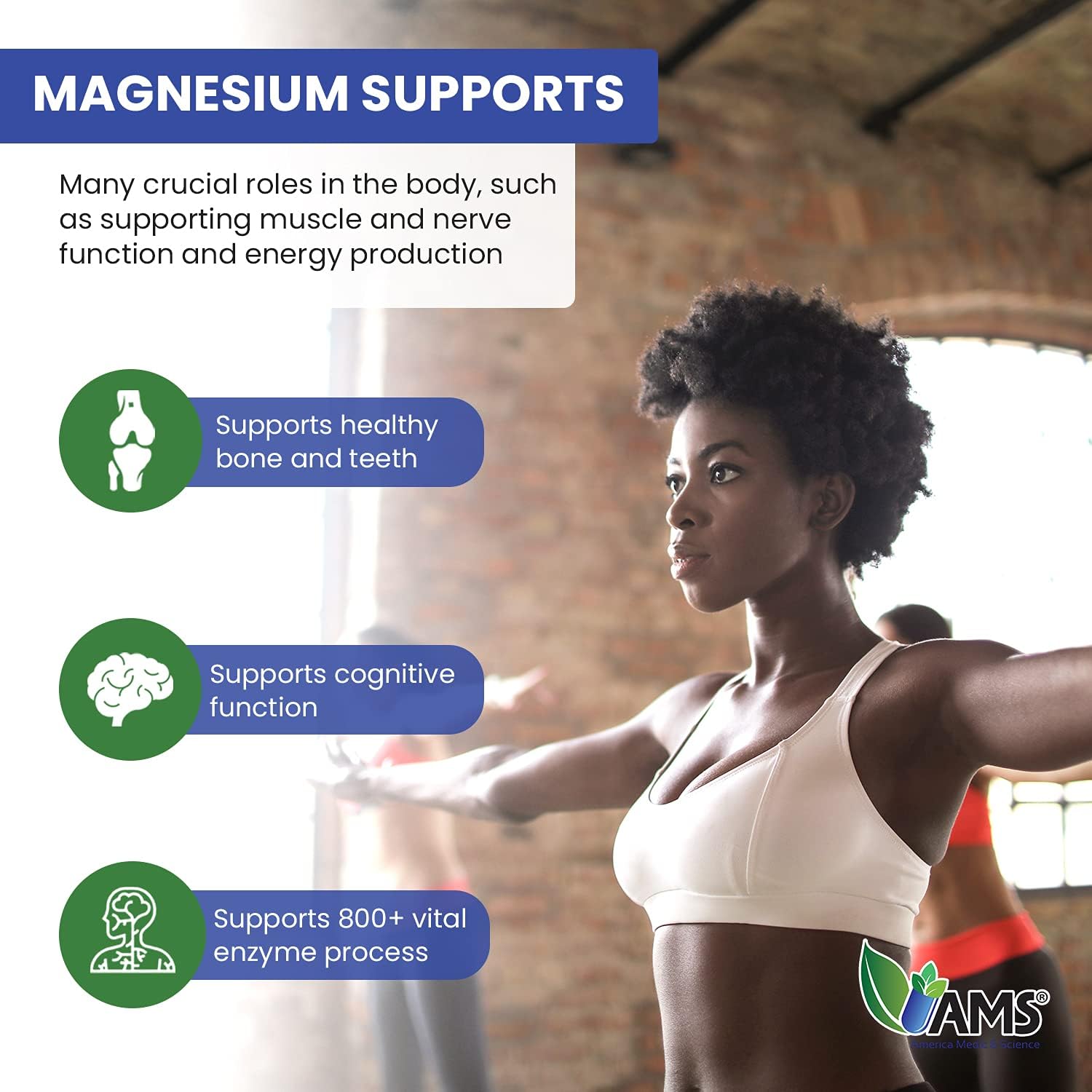 Magnesium Oxide Supplement 250mg (50 Caplets) for Nerve & Muscle Health - America Medic & Science - 1 Bottle Pack - Men & Women - Exercise Performance Booster