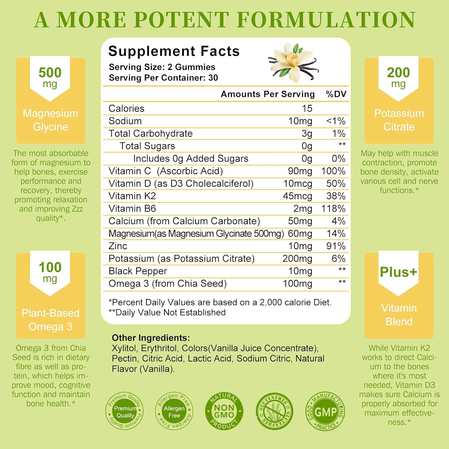 Magnesium Potassium Supplement Gummies with Omega 3, B6, D3, K2 & Calcium - 120 Gummies for Sleep, Leg Cramps & Muscle Relaxation