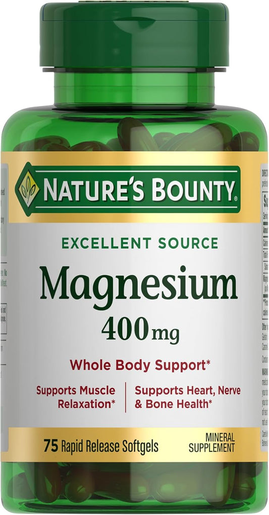 Magnesium Softgels for Heart, Nerve, and Bone Health - 400 mg, 75 Count