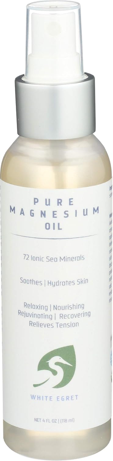 Magnesium Spray by WHITE EGRET - 4 Fluid Ounces - Natural Relaxation and Muscle Support