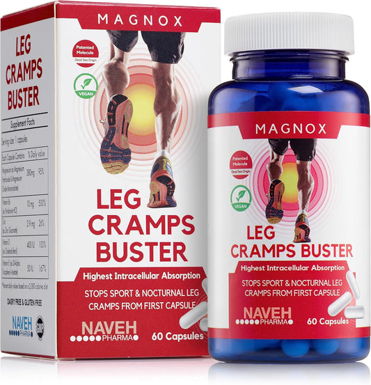 Magnesium Supplement for Leg Cramps Relief | 380mg for Nighttime Cramps | Dead Sea Minerals for Muscle Spasms | 3X Absorption | 60 Capsules