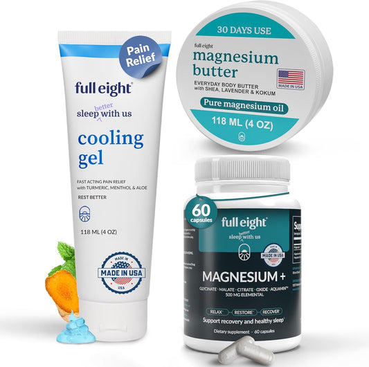 Magnesium Wellness Bundle: Capsules, Body Butter, and Cooling Gel Set - Natural Support for Sleep, Muscles, and Comfort