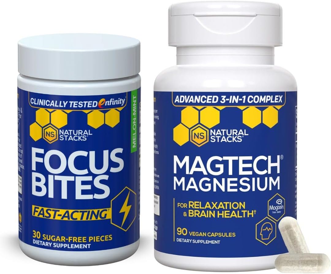 Magtech Magnesium & Focus Bites Bundle - Promotes Brain Health & Focus - 120 Pieces