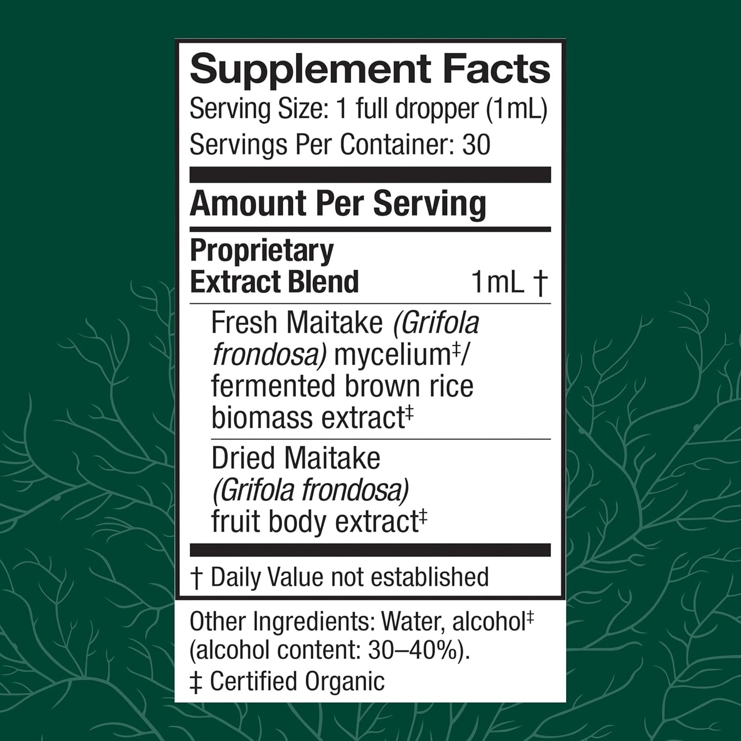 Maitake Extract Liquid Supplement for Immune & Cellular Health - Herbal Dietary Support with Mushroom Mycelium - 1 fl oz