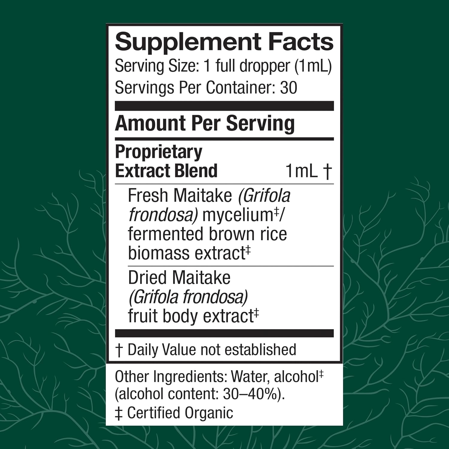 Maitake Extract Liquid Supplement for Immune & Cellular Health - Herbal Dietary Support with Mushroom Mycelium - 1 fl oz