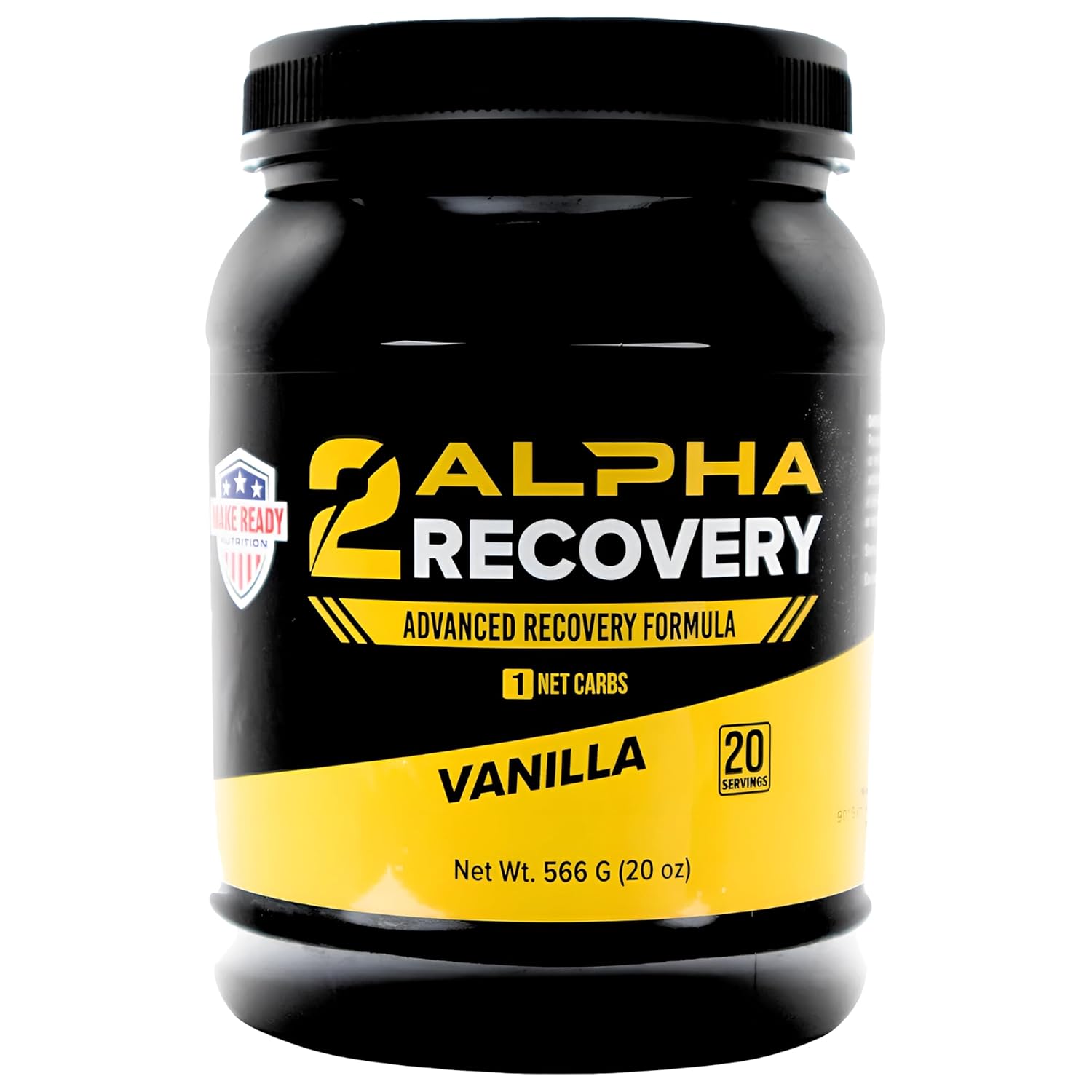 Make Ready Nutrition 2ALPHA Recovery Vanilla Protein Shake - Hydrolyzed Whey Isolate with Essential Nutrients for Shooters - 25g Protein for Muscle Recovery - 566g